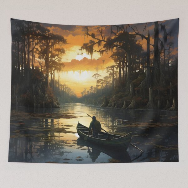 Item preview, louisiana bayou hand painted art print designed and sold by dcrc.