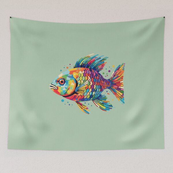 Artikelvorschau, Grafischer Regenbogenfisch entworfen und verkauft von AiApparel24-art.