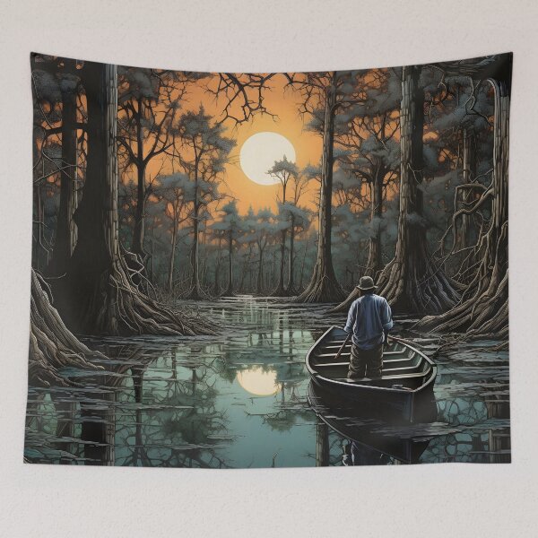 Item preview, louisiana bayou hand painted art print designed and sold by dcrc.