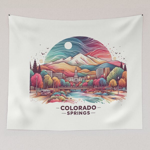 Item preview, Colorado Springs Colorado Watercolor Illustration designed and sold by PaintMeWorld.