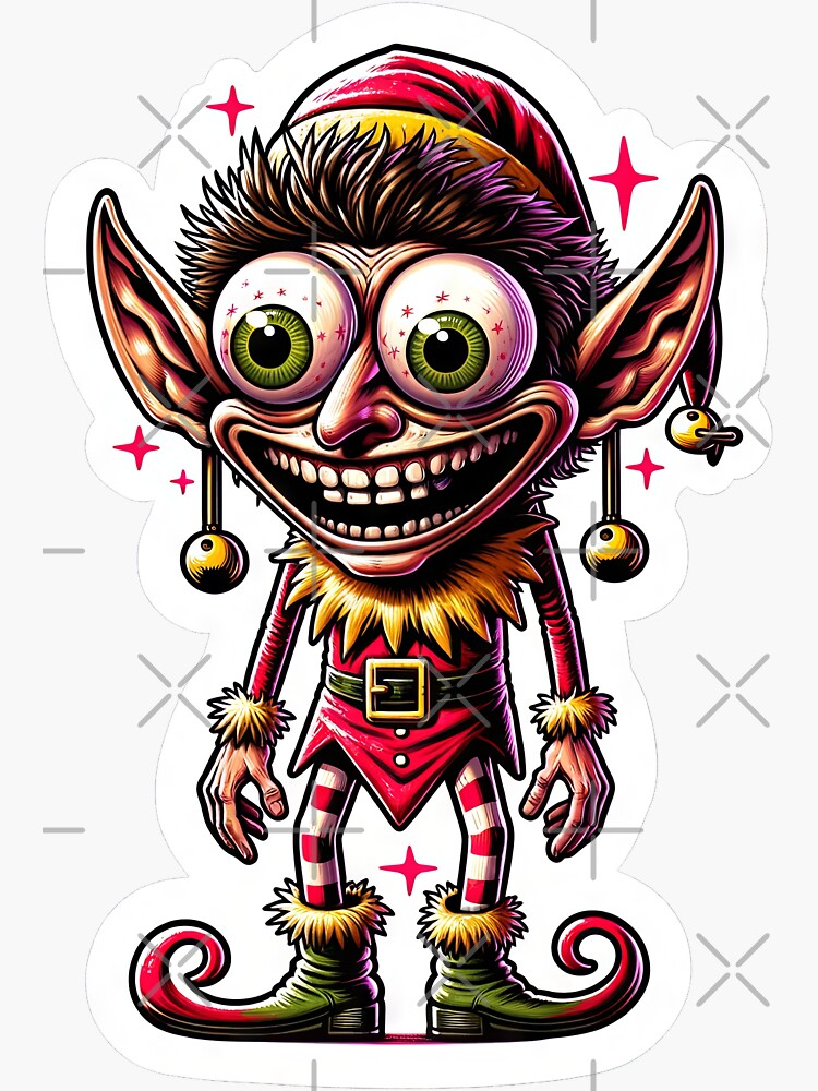 Goofy Christmas Elf Sticker For Sale By Psychcyberpunk Redbubble