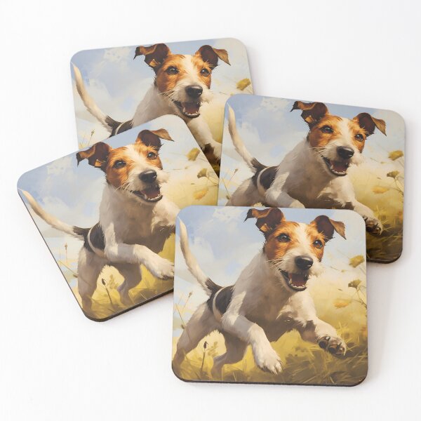 Item preview, Rough haired wire fox terrier dog breed running in nature painting designed and sold by NBSStore.