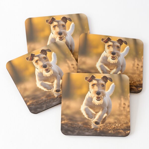 Item preview, Rough haired wire fox terrier dog breed running in nature photography designed and sold by NBSStore.