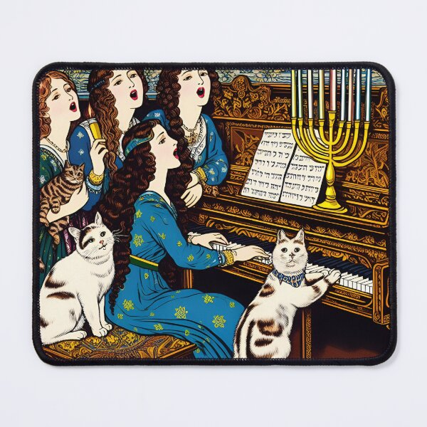 Item preview, Hanukkah Women and Cats Singing Around the Piano designed and sold by Angelandspot.