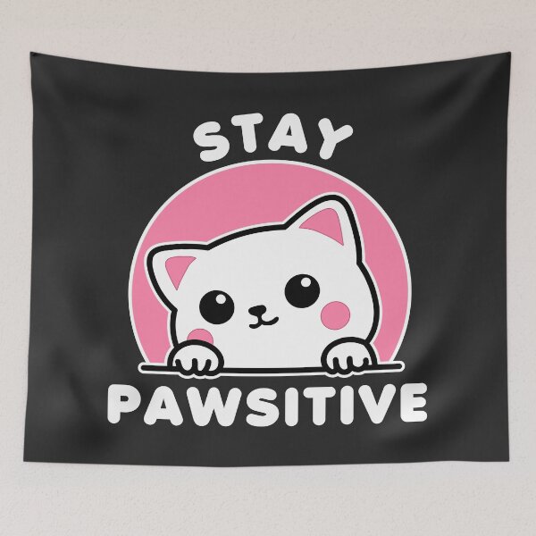 Item preview, Stay Pawsitive Cute Cat Kawaii designed and sold by CosmoShirts.