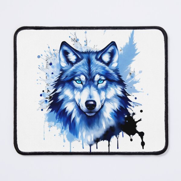 Item preview, Wolf with Blue Eyes and Splatter Paint. designed and sold by aguia-est-123.