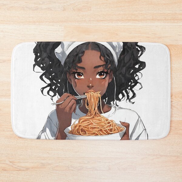 Item preview, Chica negra comiendo espaguetis - chica anime designed and sold by Ruslanov7.