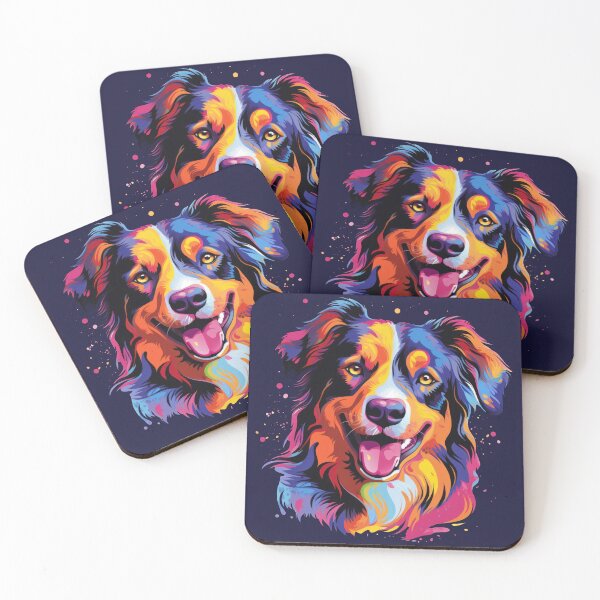 Artikelvorschau, bunter Australian Shepherd Hund entworfen und verkauft von WallyPink.