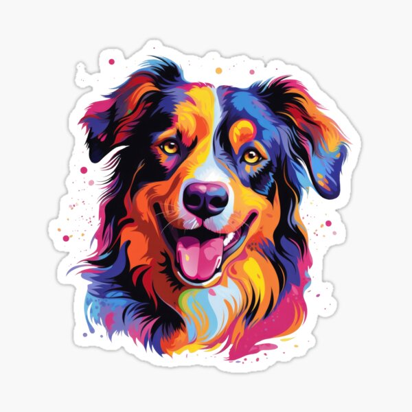 Item preview, colorful Australian Shepherd dog designed and sold by WallyPink.