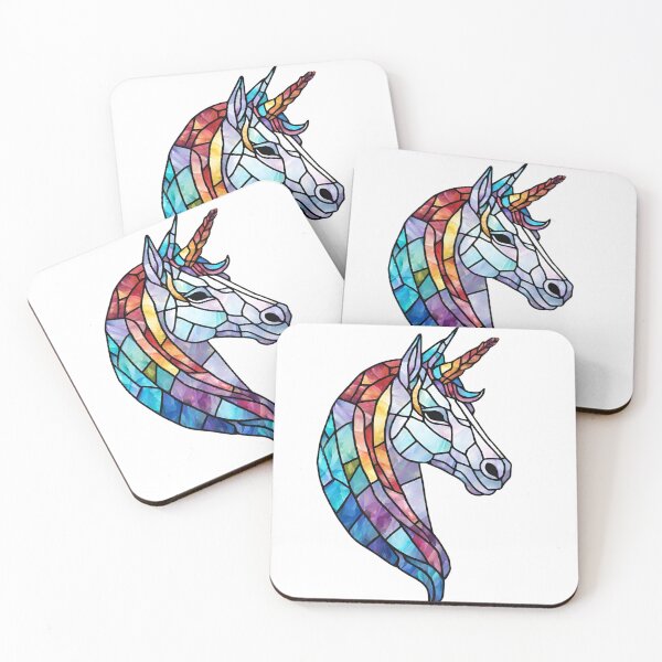 Item preview, colorful stained glass with animals, unicorn 1 designed and sold by GroonSpace.
