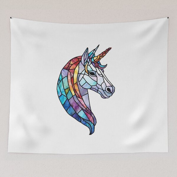 Item preview, colorful stained glass with animals, unicorn 1 designed and sold by GroonSpace.