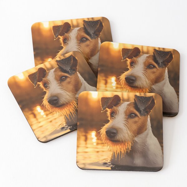 Item preview, Rough haired wire fox terrier dog breed in water photography designed and sold by NBSStore.