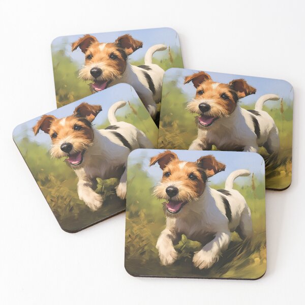 Item preview, Rough haired wire fox terrier dog breed running in nature painting designed and sold by NBSStore.