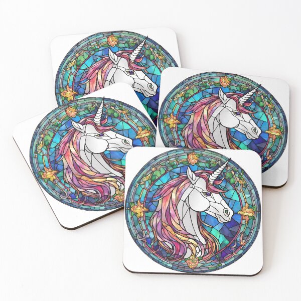 Item preview, colorful stained glass with animals, unicorn 2 designed and sold by GroonSpace.