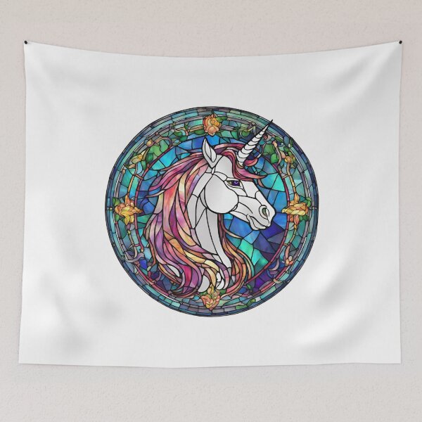 Item preview, colorful stained glass with animals, unicorn 2 designed and sold by GroonSpace.