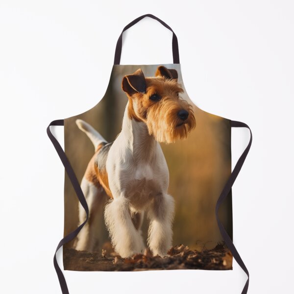 Item preview, Rough haired white and brown wire fox terrier dog breed in forest nature photography designed and sold by NBSStore.