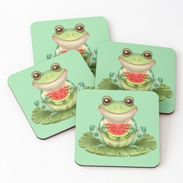 Item preview, "Frog eating watermelon" gift meme designed and sold by Obinne.