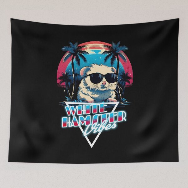 Item preview, Retro Wave White Hamster Vibes Shirt designed and sold by RedDesignSyc.