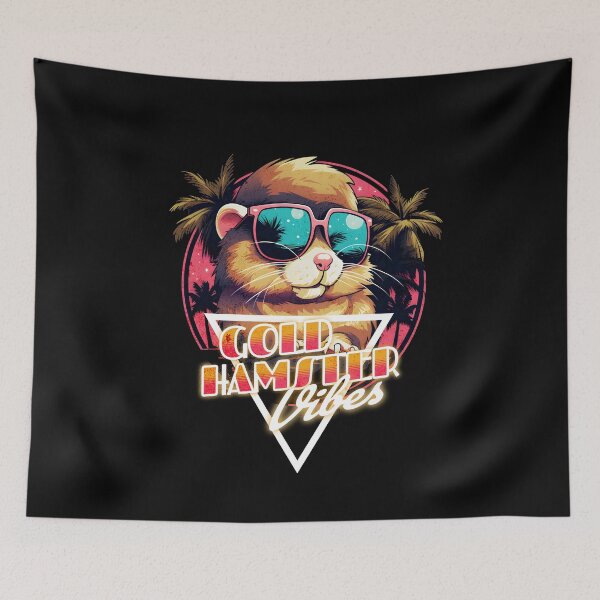 Item preview, Retro Wave Gold Hamster Vibes Shirt designed and sold by RedDesignSyc.