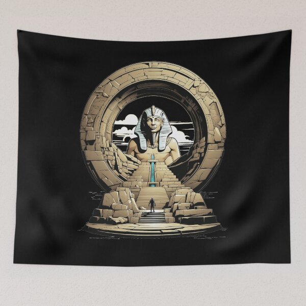 Item preview, Ancient Egyptian Pharoah Amun Ra stepping through a stargate designed and sold by QuirkyTease.