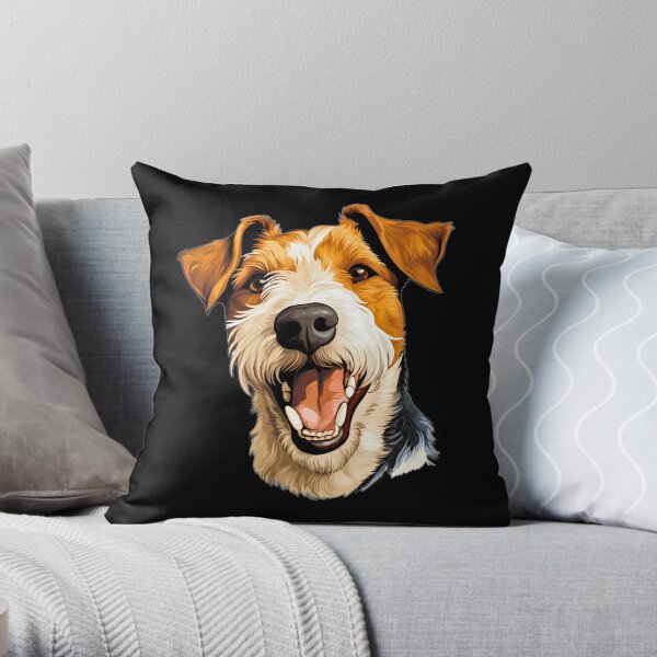 Wire Haired Fox Terrier Dog Inspired Denim Style Throw Pillow - Travel  collection, Wire Haired Fox Terrier dog Inspired Denim Style Throw Pillow -  Travel collection