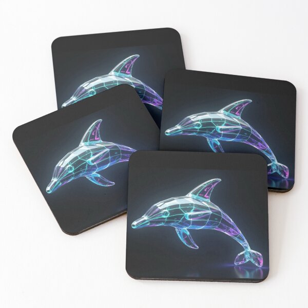 Item preview, Glass neon origami style Dolphin designed and sold by GenZ-Fashion.