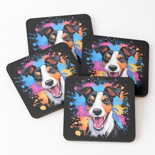 Item preview, Happy rough haired wire fox terrier dog breed colorful illustration designed and sold by NBSStore.