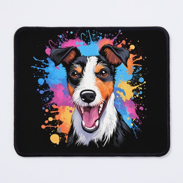 Item preview, Happy rough haired wire fox terrier dog breed colorful illustration designed and sold by NBSStore.