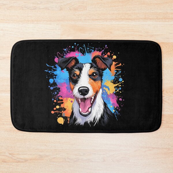 Item preview, Happy rough haired wire fox terrier dog breed colorful illustration designed and sold by NBSStore.