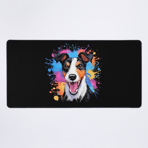 Item preview, Happy rough haired wire fox terrier dog breed colorful illustration designed and sold by NBSStore.