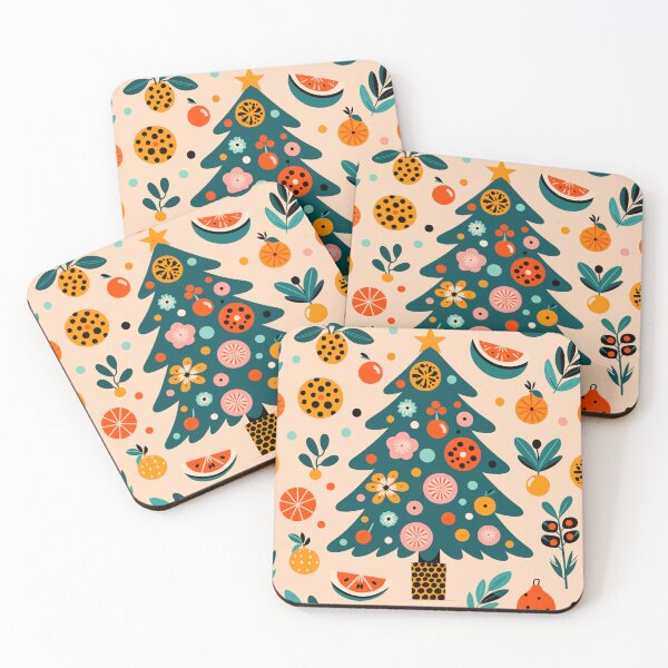 Item preview, Fun Fruity Bold Print Christmas Tree Canvas Wall Art Pattern Flowers Fruit Tropics designed and sold by CoffeeIsATrip.