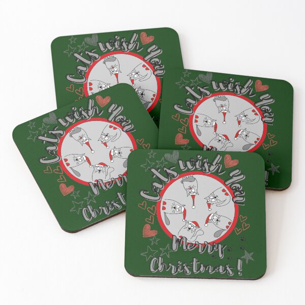 Item preview, Five funny cats wish everyone a Merry Christmas designed and sold by AnitaArt2023.