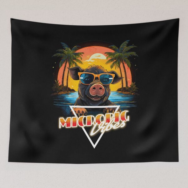 Item preview, Retro Wave Happy Micro Pig Vibes Shirt designed and sold by RedDesignSyc.