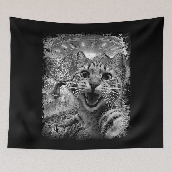 Item preview, Sasquatch Cat UFO Selfie Cat Lover Funny Cat Selfie with UFO designed and sold by tincho86tb.