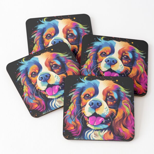 Artikelvorschau, bunter Cavalier King Charles Spaniel Hund entworfen und verkauft von WallyPink.