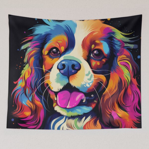 Artikelvorschau, bunter Cavalier King Charles Spaniel Hund entworfen und verkauft von WallyPink.