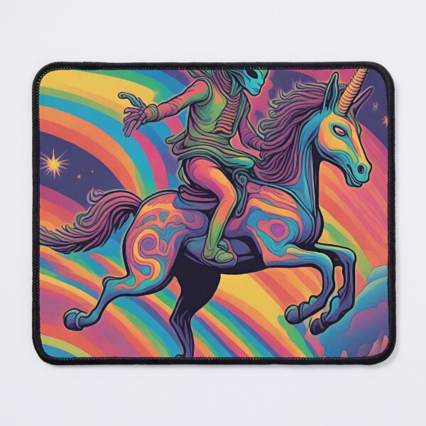 Item preview, Psychedelic Alien Riding a Unicorn designed and sold by IsntThatNiche.