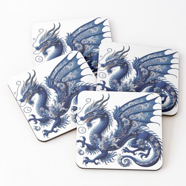 Item preview, Beautiful Embroidered Blue Dragon with White Arabesque Detail designed and sold by kylmllr101684.