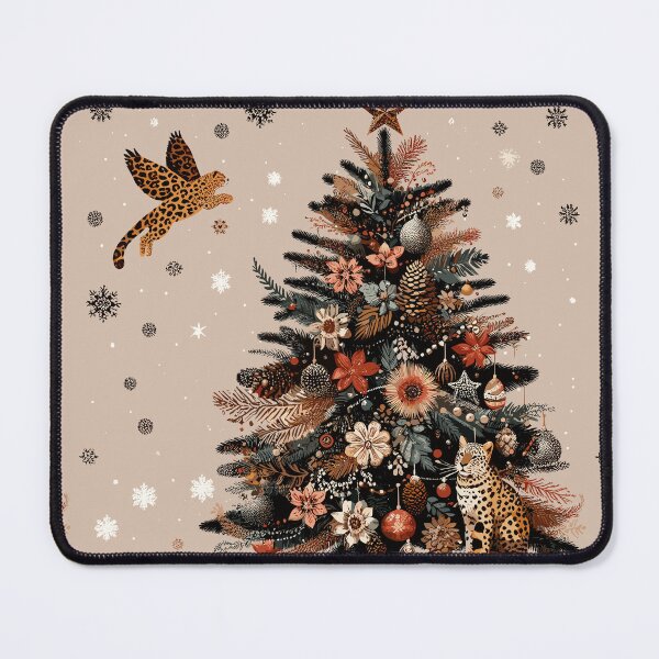 Item preview, Leopard Print Christmas Tree Pattern Bengal Cat Canvas Wall Art Pattern Feathers Flowers Eclectic Exotic designed and sold by CoffeeIsATrip.
