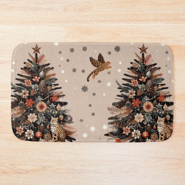 Item preview, Leopard Print Christmas Tree Pattern Bengal Cat Canvas Wall Art Pattern Feathers Flowers Eclectic Exotic designed and sold by CoffeeIsATrip.