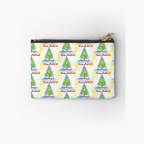 Item preview, Sunny Christmas Bliss - Stick Figure Family Around a Vibrant Tree designed and sold by TrendyTreasureP.