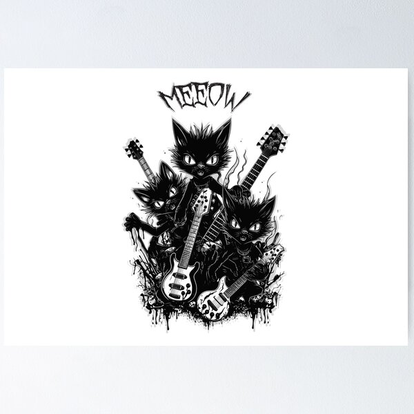 Item preview, Kittens of Darkness, Cat Metal Band Illustration designed and sold by TeeHarbor.
