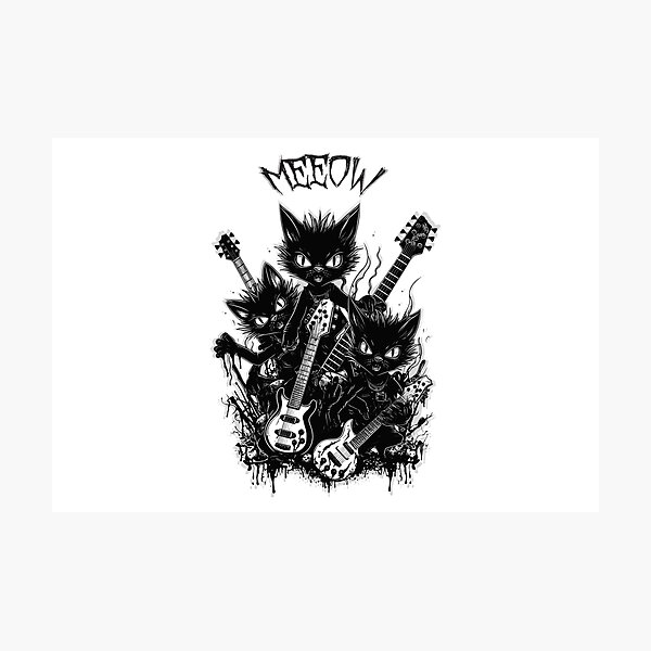 Item preview, Kittens of Darkness, Cat Metal Band Illustration designed and sold by TeeHarbor.