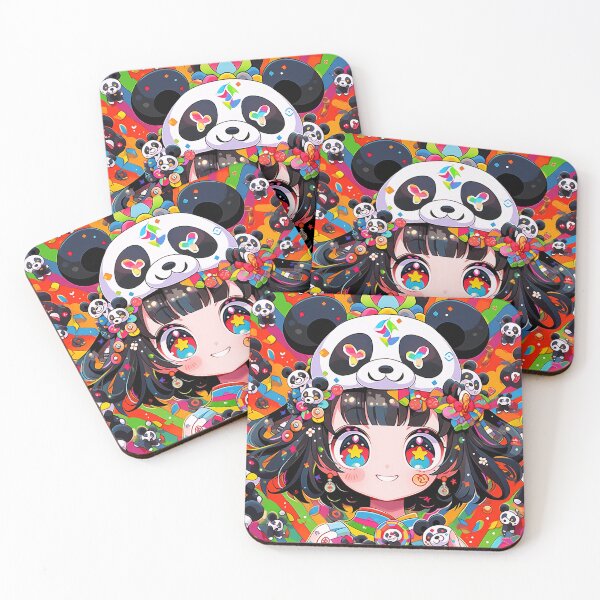 Item preview, Kawaii Colorful Vibrant Panda Anime Girl designed and sold by bubblegoth.