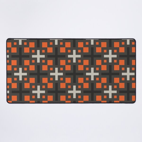 Item preview, Charcoal Burnt Orange Crosse Square Pixels Pluses Bold Modern Architecture Tech-Inspired Pattern designed and sold by PenguinForests.