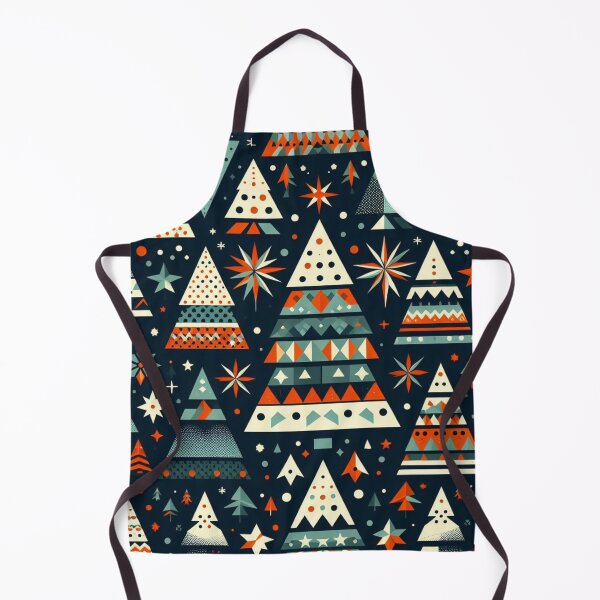 Item preview, Modern Geometric Christmas Tree mid Century Turquois Greens Blues Rust Red pattern Nordic Scandinavian  designed and sold by CoffeeIsATrip.