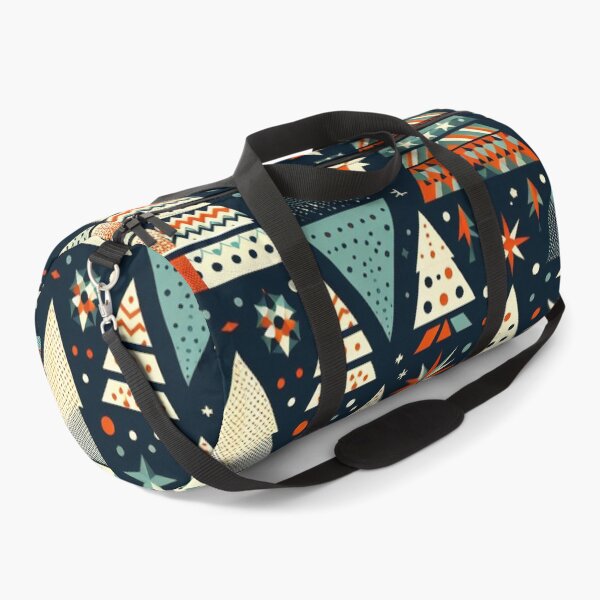 Item preview, Modern Geometric Christmas Tree mid Century Turquois Greens Blues Rust Red pattern Nordic Scandinavian  designed and sold by CoffeeIsATrip.