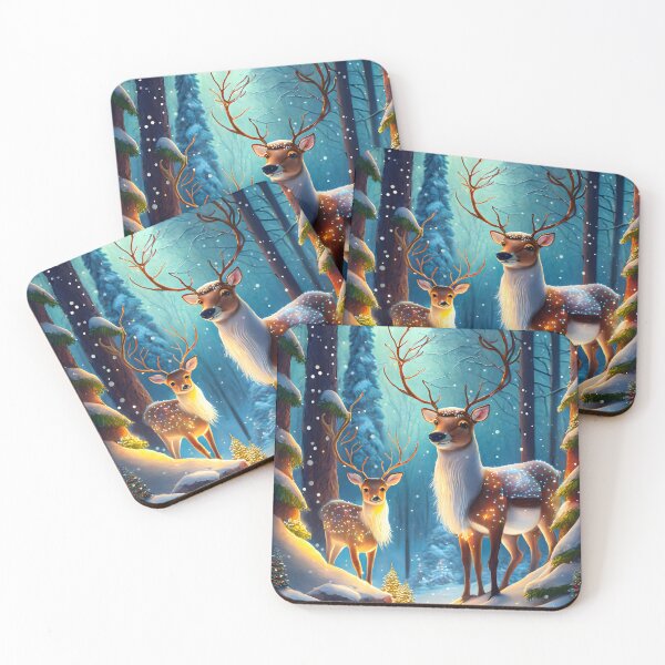 Item preview, Two Reindeers in a snowy pine forest  designed and sold by emaotx.