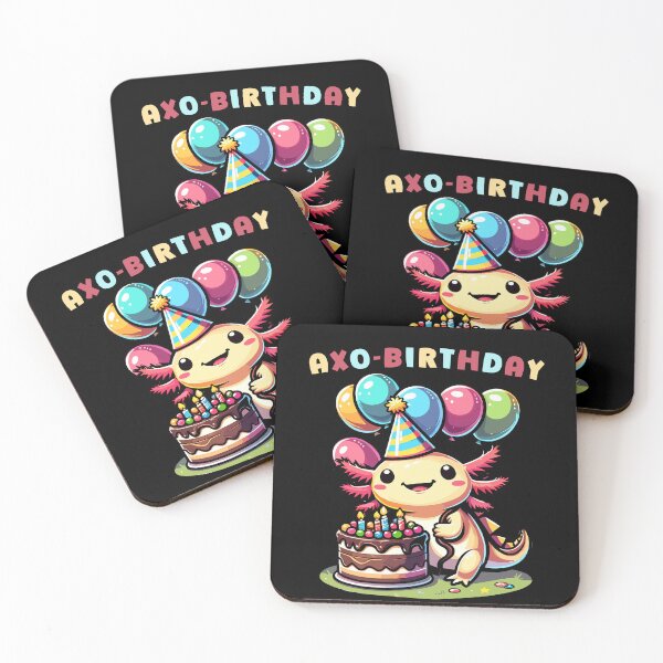 Item preview, Axolotl birthday party with ballons And cake - Cute Kawaii mexican walking fish birthday celebration pun designed and sold by ColorAlotl.