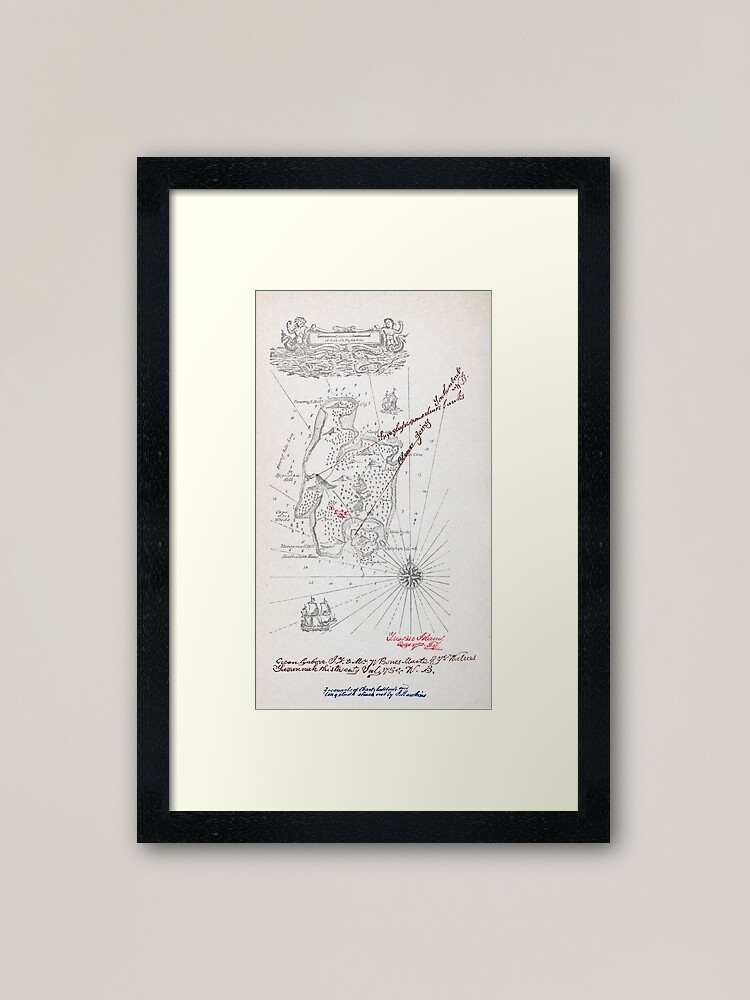 Treasure Island Map By Robert Louis Stevenson Framed Art Print By Pzandrews Redbubble